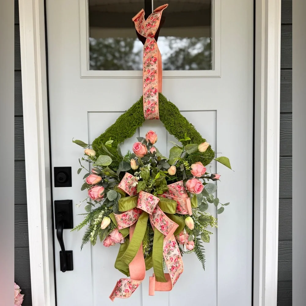 Elegant Rose and Tulip Moss Wreath